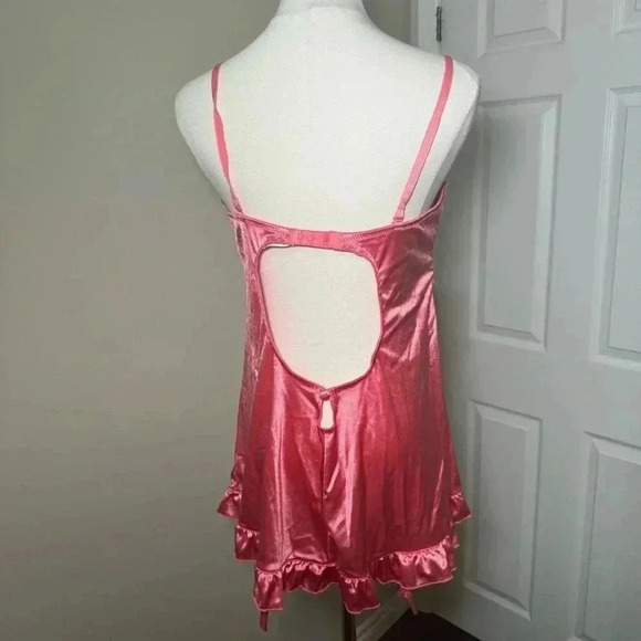 Y2K satin Barbie babydoll mini  slip/cheminse with polka dot ribbon L coquette - Picture 6 of 6